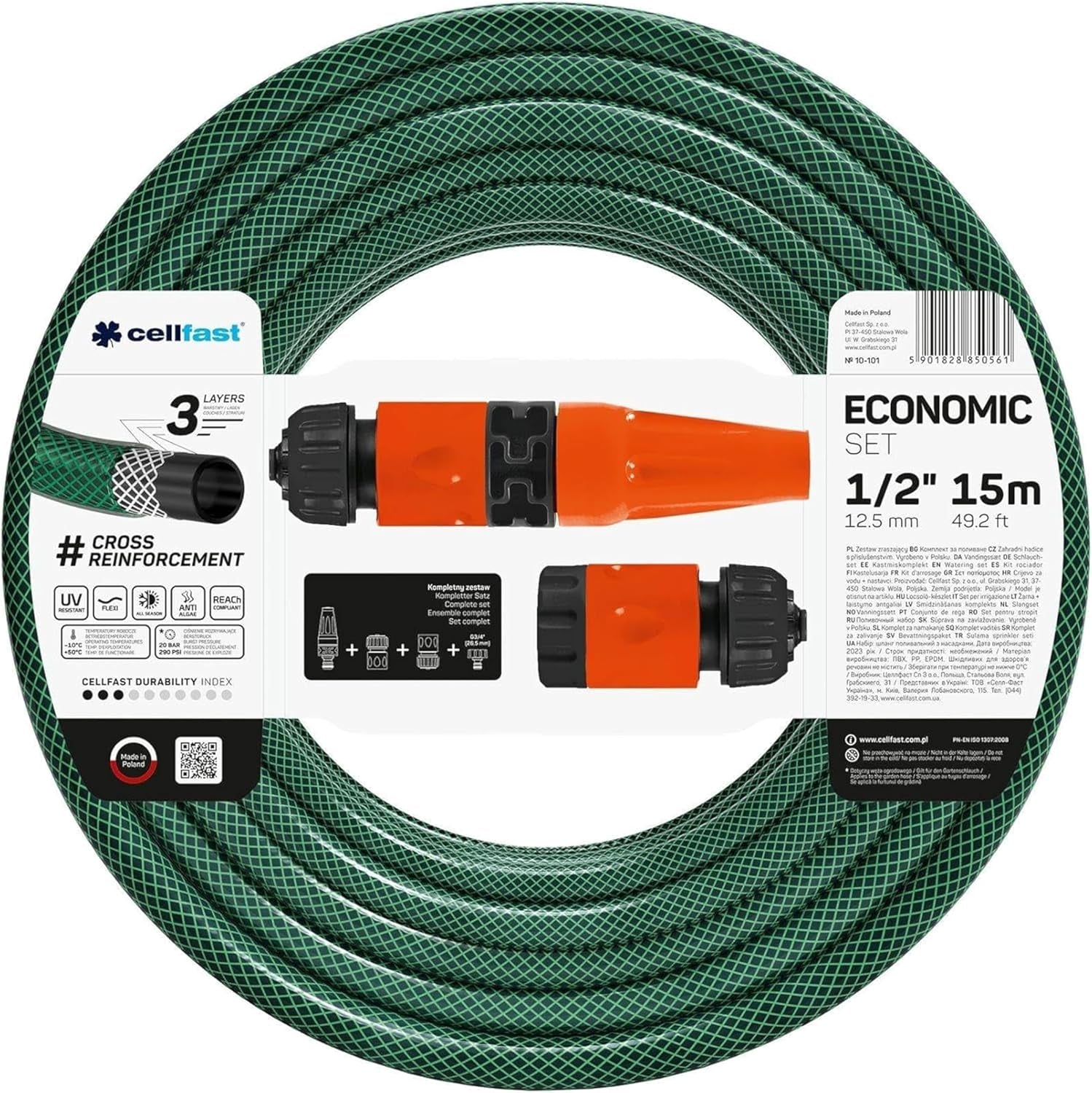CELLFAST sproeierset, tuinsproeier, gazonsproeier voor bloemen en planten, Quick Connect, zuinig