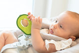 Nuby - Avocado Bijtring - Bijtring van siliconen en hout - Roterende houten kern - Bijtspeeltje voor baby's en peuters - Tandjeshulpmiddel - BPA-vrij - 6+ maanden