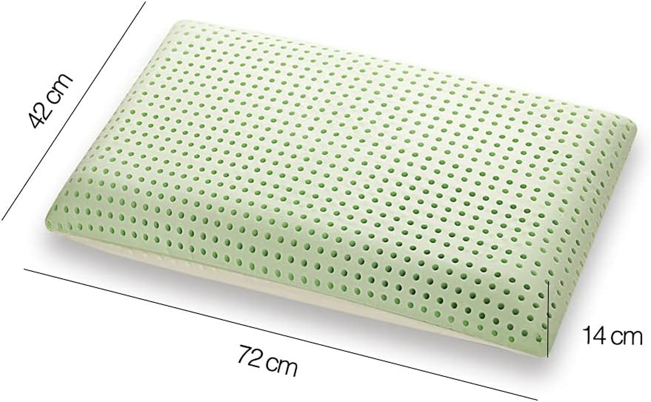 Orthopedisch neksteunkussen - Biologische Aloë - Aloë Vera Visco-elastisch kussen 14 cm hoogte 100% katoenen hoes Visco kussen - Memory Foam Kussen - Gemaakt in Italië Naty Shop Standaardkussens