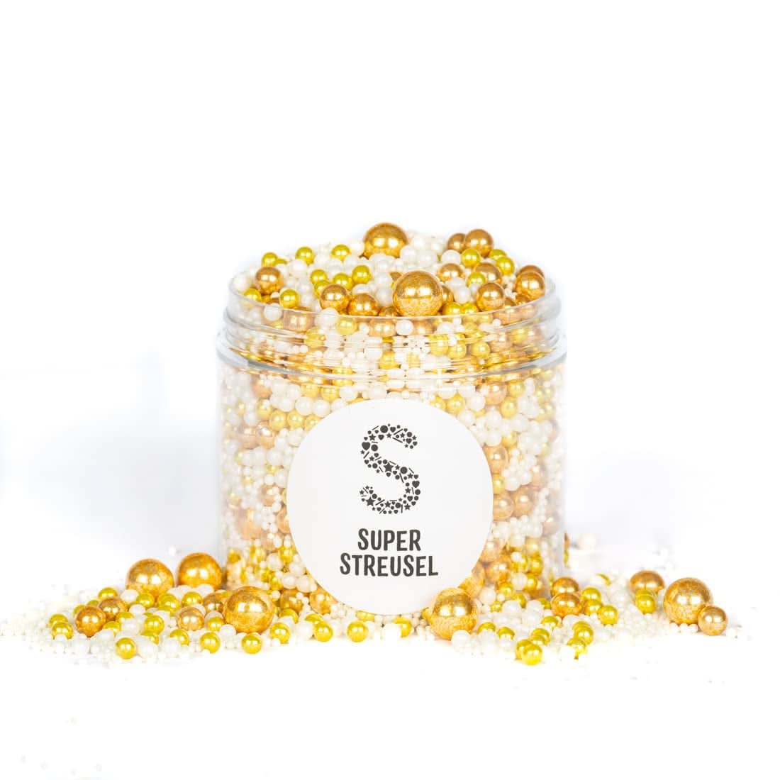 Super Streusel Gold Glimmer, hagelslag met kerstthema, 180 gram hagelslag Naty Shop