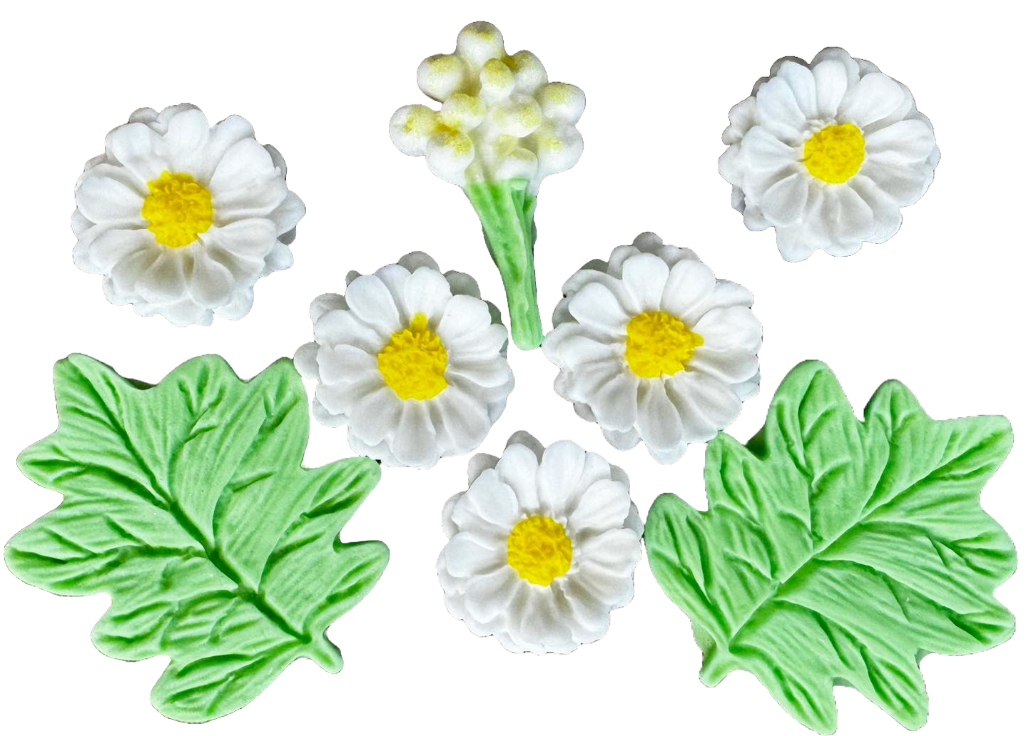 Set van 8 eetbare suikerdecoraties, veldmadeliefjes Naty Shop Sugar Paste Decorations