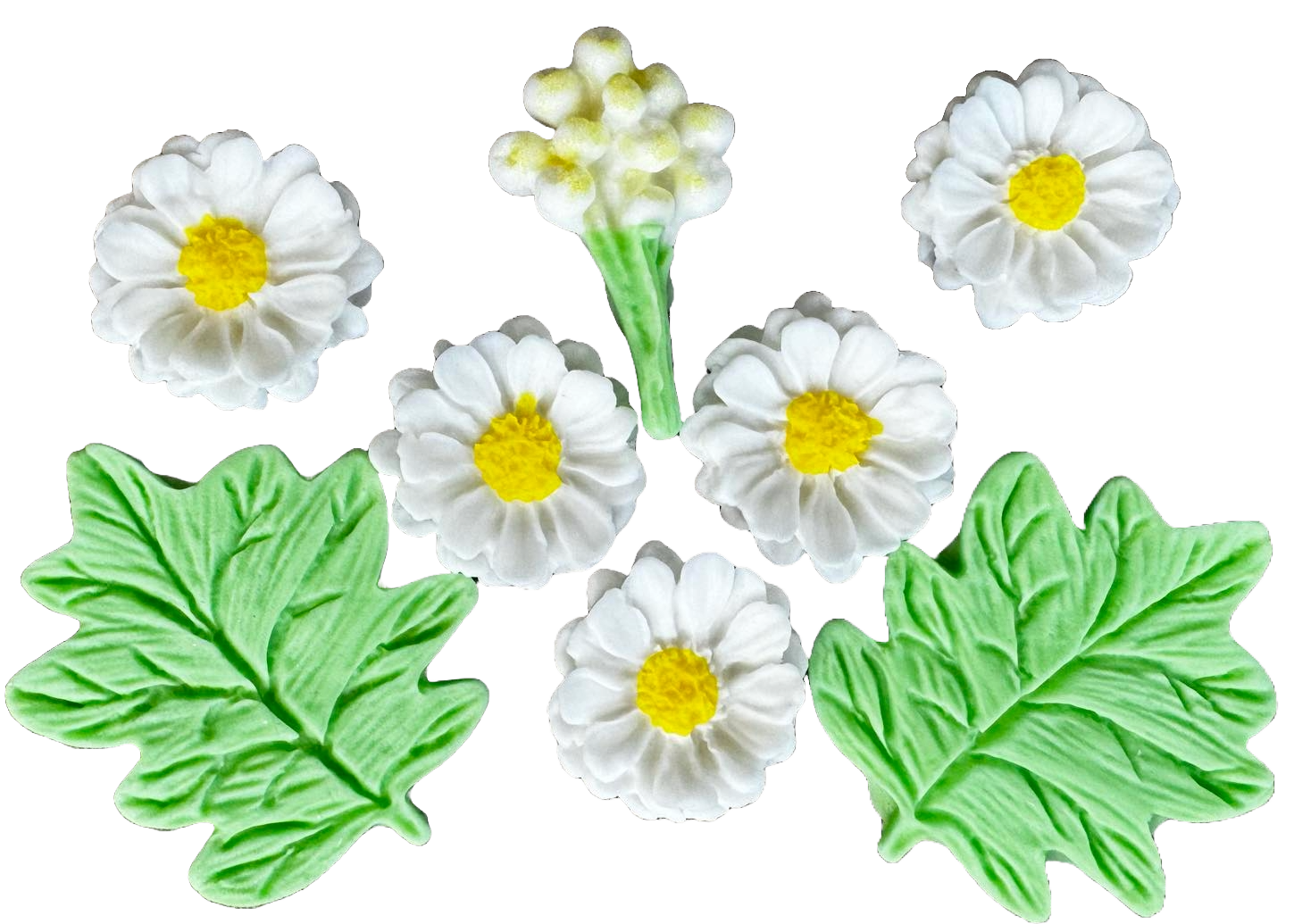 Set van 8 eetbare suikerdecoraties, veldmadeliefjes Naty Shop Sugar Paste Decorations