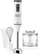 BLACK+DECKER Keukenmixer | BXHBA1500E | 1500 Watt | 20 snelheden | Turbo | Edelstahl | Spritzschutz | Inclusief Pürieraufsatz, Schneebesen, Zerkleinerer en Messbecher Kitchen Naty Shop Single 3 Zubehörteile 600W