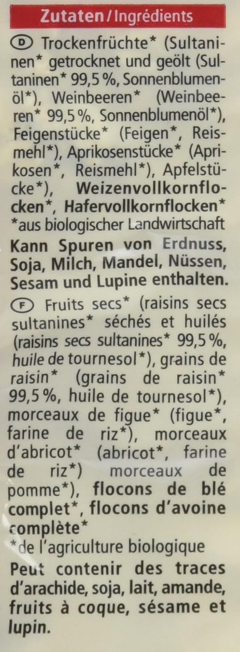 Muesli met biologisch fruit, 750g