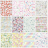 12 Blatt Nagelsticker Süß Kinder Nagelaufkleber Selbstklebend Weihnachtsblumen Blätter Tiere Pflanzen Früchte Nail Art Sticker Decoratie Nageldesign Zubehör