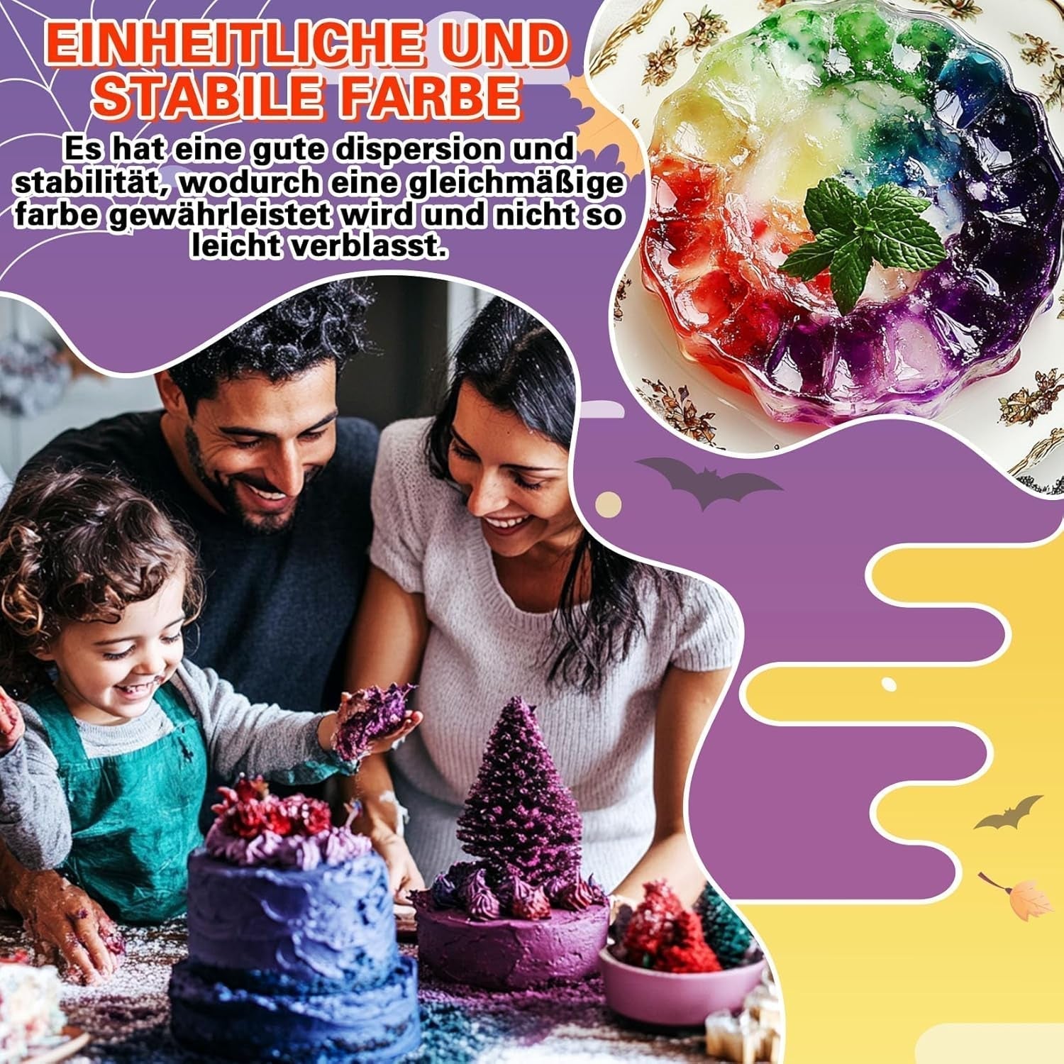 Voedselkleurpoeder - 4 kleuren Voedselkleur, geconcentreerde voedselkleur, Rood Groen Blauw Paars Voedselkleur voor taartdecoratie, bakken, glazuur, dessert, koken - 5G
