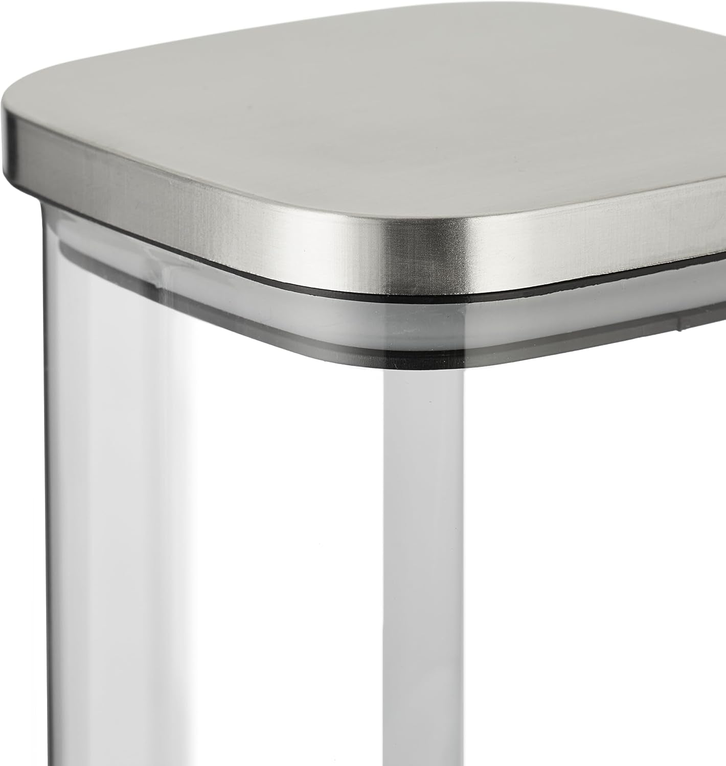 Relaxdays Voorraadpotten met deksel Set van 3 vierkante voorraadpotten van 600 ml Lekvrije glazen containers Helder/zilveren voedselbewaardozen Naty Shop