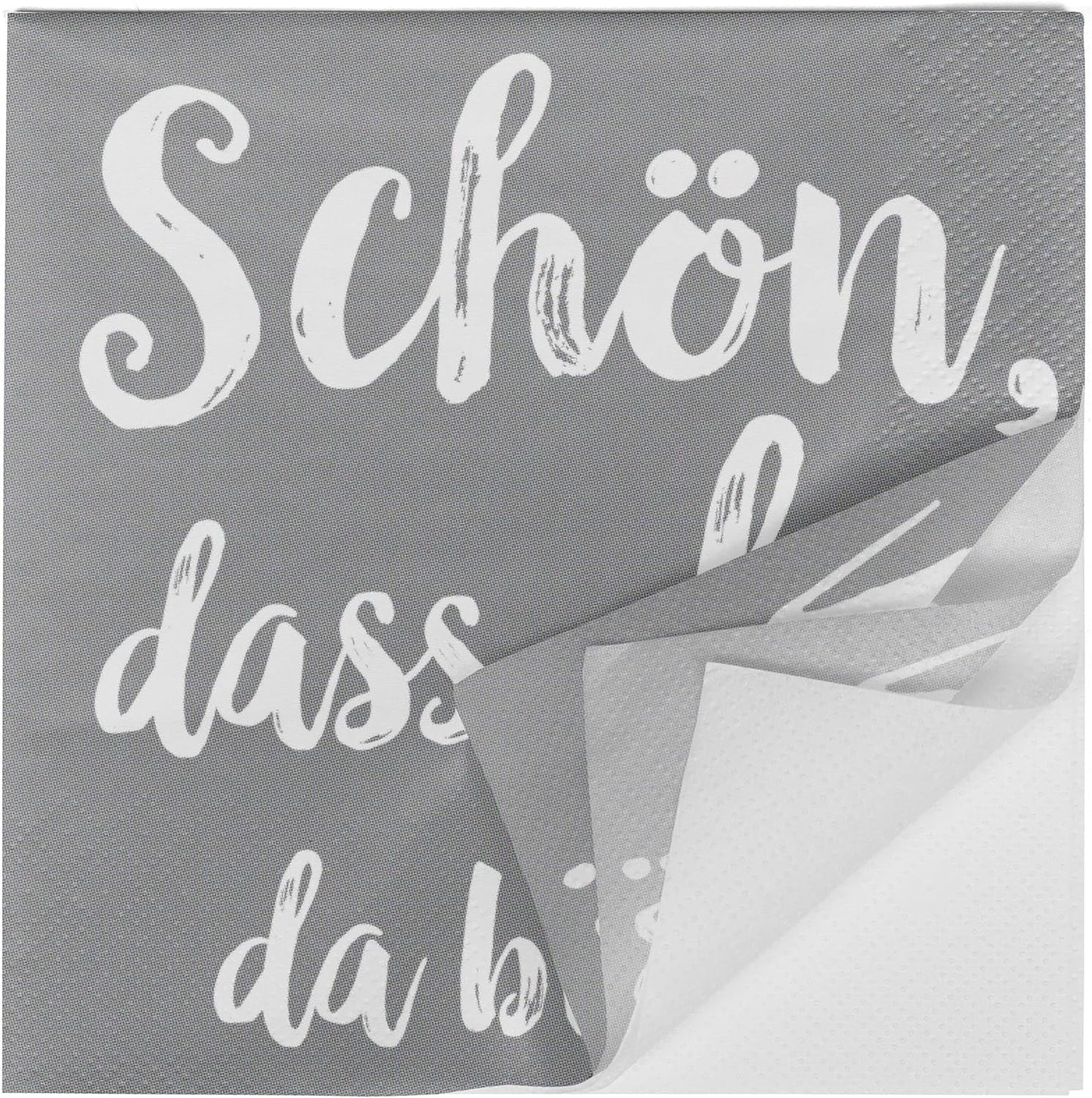 HEKU Cocktailservetten 'Schön Dass Du Da Bist', 3 lagen, 25X25Cm, 150 stuks I Elegant design I Ideaal voor feesten I Praktisch verpakt