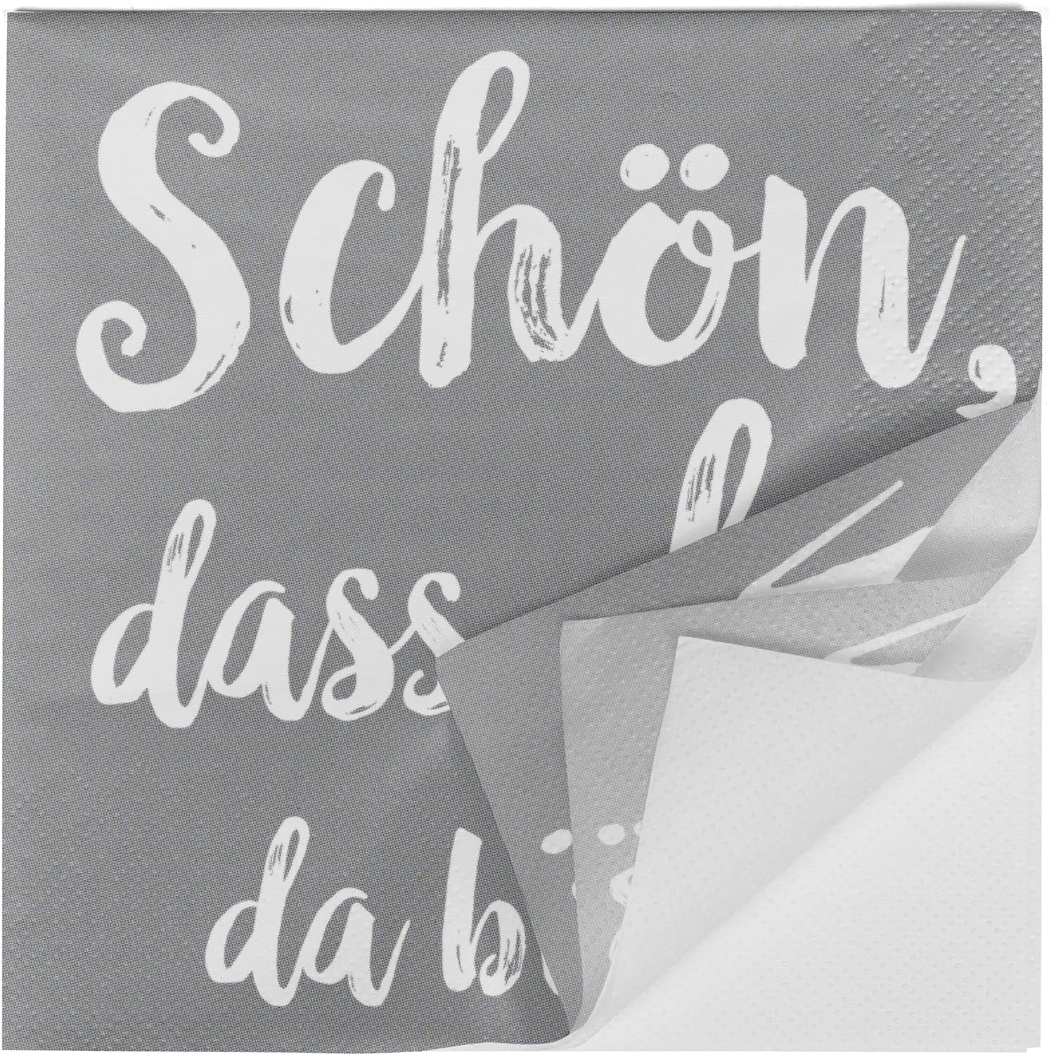 HEKU Cocktailservetten 'Schön Dass Du Da Bist', 3 lagen, 25X25Cm, 150 stuks I Elegant design I Ideaal voor feesten I Praktisch verpakt