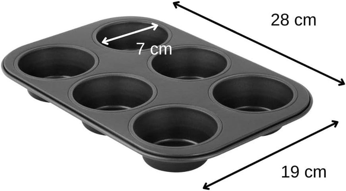 Zenker 6Er Muffinform Zwart Metallic, 275X190X30 Mm, Teflon Classic Antihaftbeschichtung, Hitzebeständig Bis 230°C, Leichte Reinigung, Ideal Für Köstliche Muffins Vormen en bakplaten Naty Shop