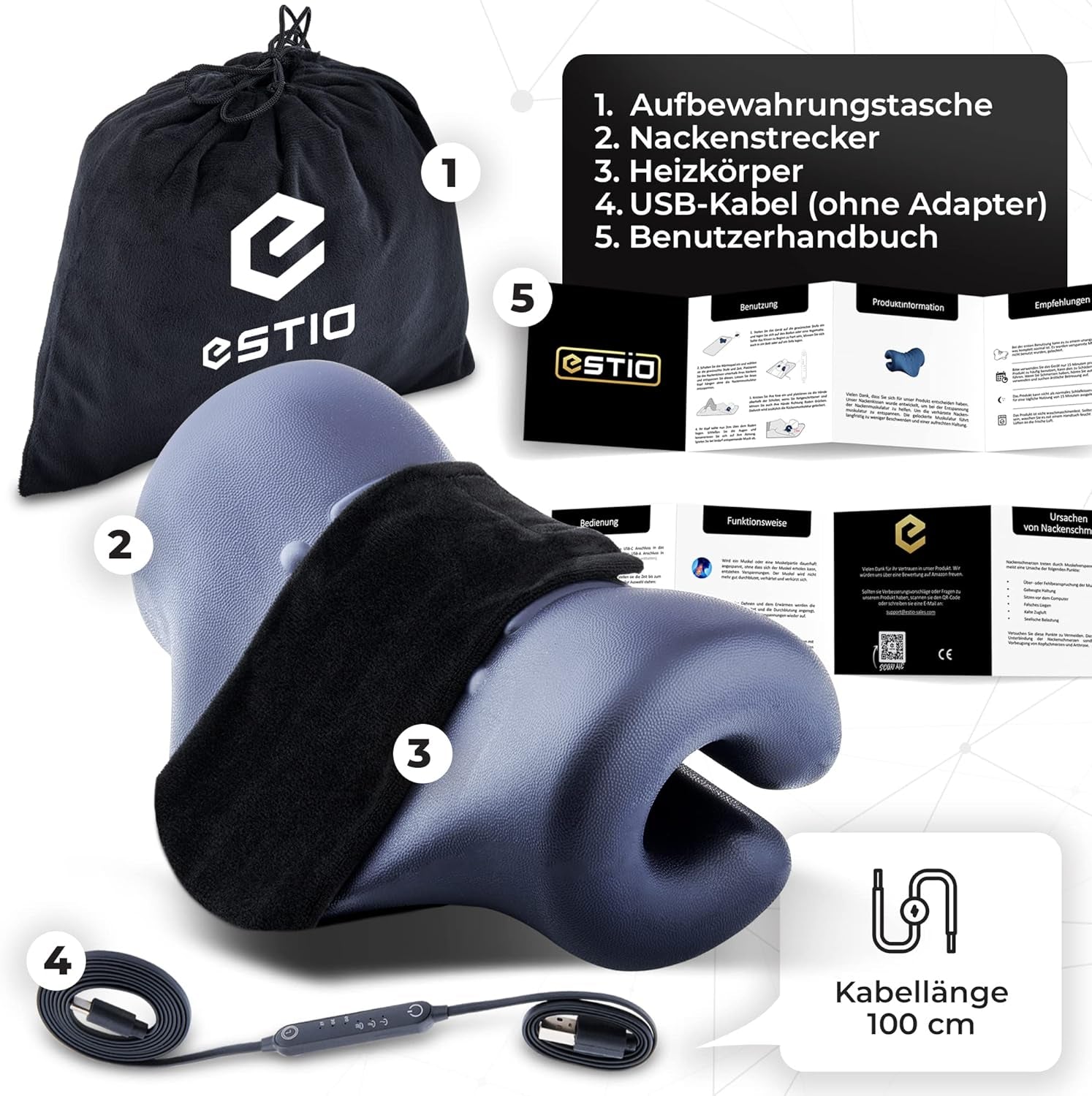 Nekstretcher met warmte, Nekstretcher voor nekpijn, Nekstretcher voor hoofdpijn, Bewolkte nek voor nekstrekking, Orthopedie Cervicale Orthopedische Kussens Naty Shop
