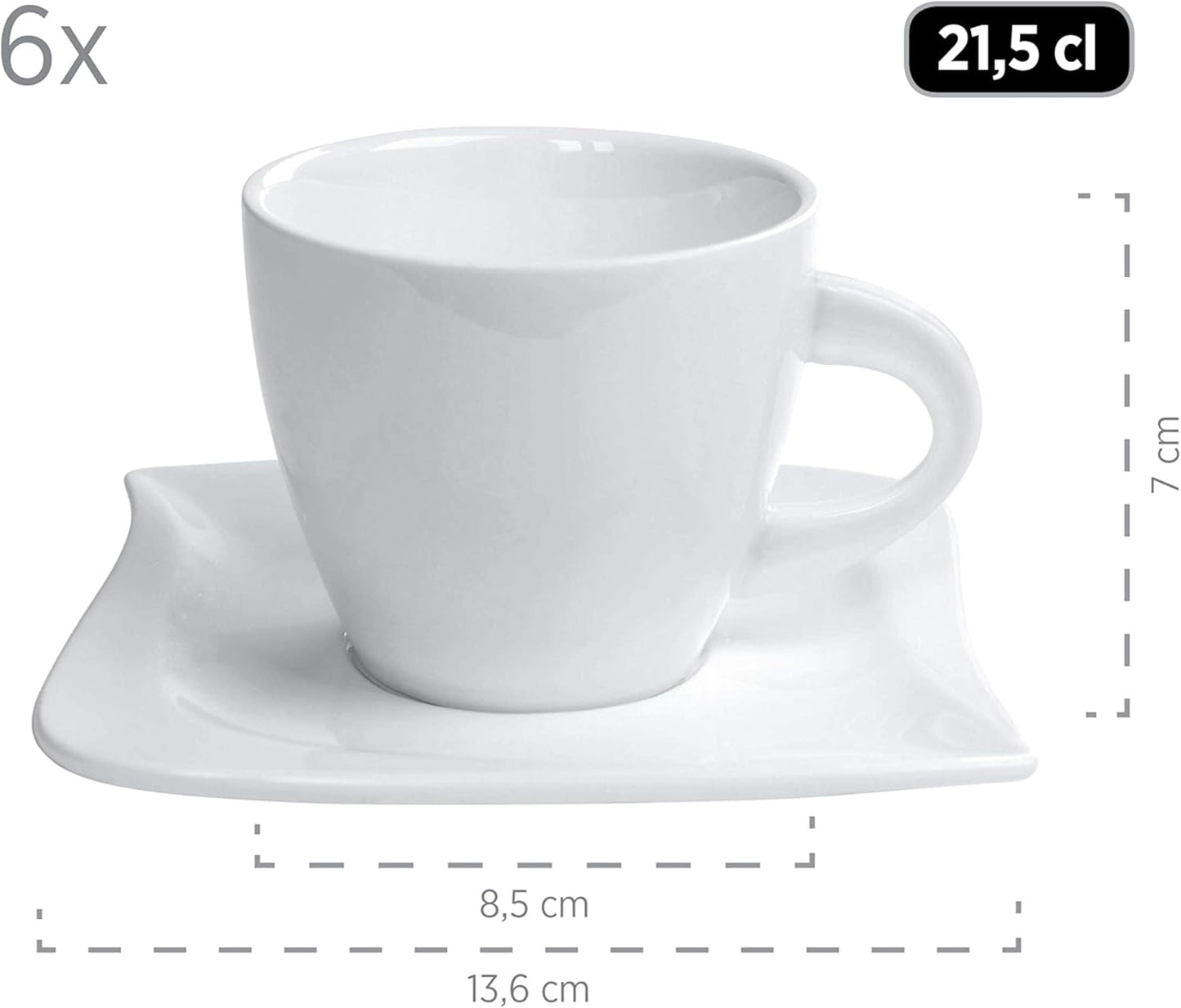 Verso de Mäser, La Musica-serie, 18-delig koffieservies, 6-persoons porseleinen serviesset, 921172, wit