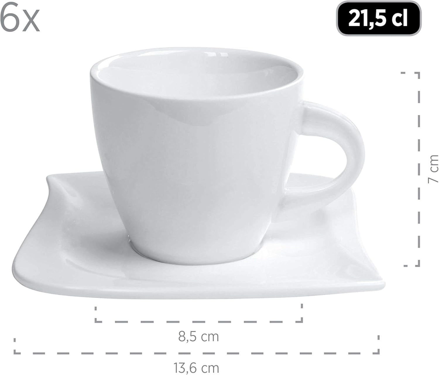 Verso de Mäser, La Musica-serie, 18-delig koffieservies, 6-persoons porseleinen serviesset, 921172, wit