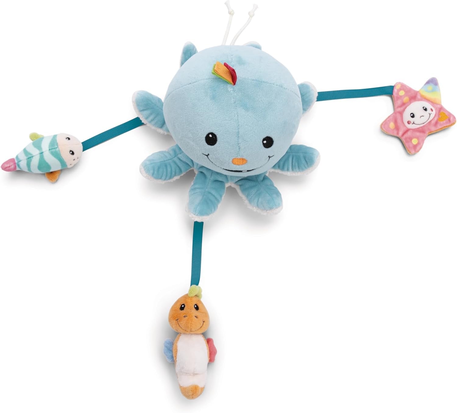 Octily badspeeltje 18x14cm incl. 3 beeldjes in geschenkverpakking 23,5x17x13,5cm blauw - speelgoed met grijpelementen - kinderbadspeeltje om te vangen en te spelen Baby Speelgoed Naty Shop