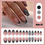 Kunstnagels Natuurlijke glitter Korte druk op acryl Zelfklevende glitternagels voor dames Meisjes Nagelkunstaccessoires 48 stuks