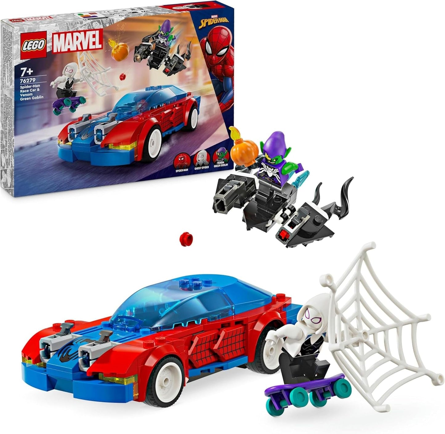 LEGO Marvel Spider-Man raceauto en Venom Green Goblin, Spidey rollenspel met superheldenfiguren en bouwbare auto, cadeau voor kinderen, jongens en meisjes vanaf 7 jaar oud 76279 Bouwsets Beuche in LEGO-Store Single