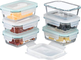 Relaxdays glazen containers met deksel, set van 6, 370 ml, voedselopslagcontainers, plastic deksel, luchtdicht, glazen pot, transparant Naty Shop voedselopslagdozen 370 ml