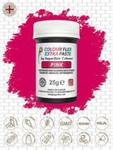 Kleurstofpasta Sugarflair Colourflex Extra Pink Paste - Eetbare kleurstof voor botercrème, chocolade, suikerpasta, glazuur, fondant, cakemixen, deeg en meer - 25g