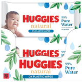 Huggies natuurlijk biologisch afbreekbare vochtige doekjes voor gevoelige baby's, 8 x 48 doekjes, bulkverpakking