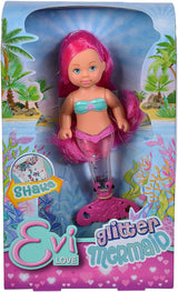 Simba 105733482 - Evi Love Glitter Zeemeermin, zeemeerminpop met een staartvin die oplicht als hij wordt geschud. Er wordt slechts EEN artikel verstrekt.