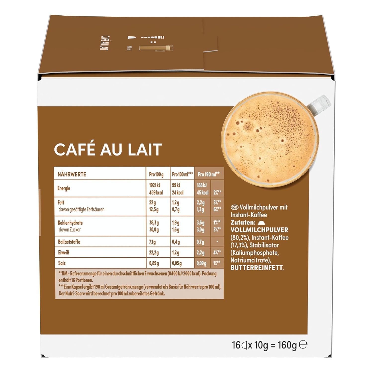 NESCAFÉ DOLCE GUSTO Café au Lait Kaffeekapseln 6er-pakket (6 x 16 Kapseln)