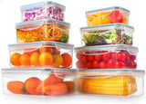YASHE Voedselopslagpot met deksel 12-delige plastic voorraadpotset BPA-vrij 100% lekvrij Stapelbare doorzichtige voedselopslagdozen Naty Shop Mb-04-8Stuks