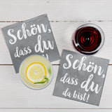 HEKU Cocktailservetten 'Schön Dass Du Da Bist', 3 lagen, 25X25Cm, 150 stuks I Elegant design I Ideaal voor feesten I Praktisch verpakt