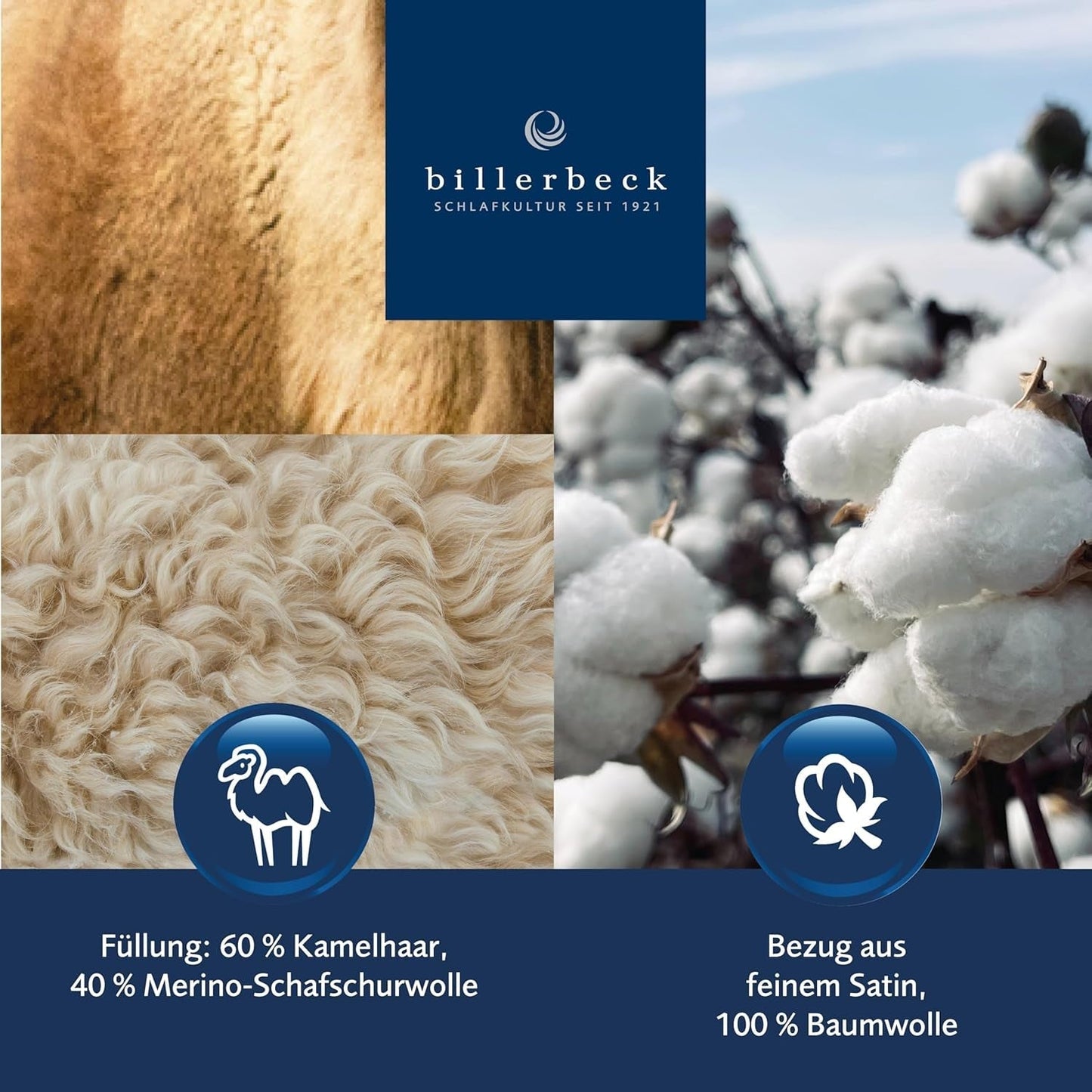 Billerbeck E48 Kairo dekbed - Zomerdekbed - 135 X 200 Cm - Verkoelend dekbed - Met 60% kamelenhaar 40% scheerwol Dekbedden en quilts Naty Shop