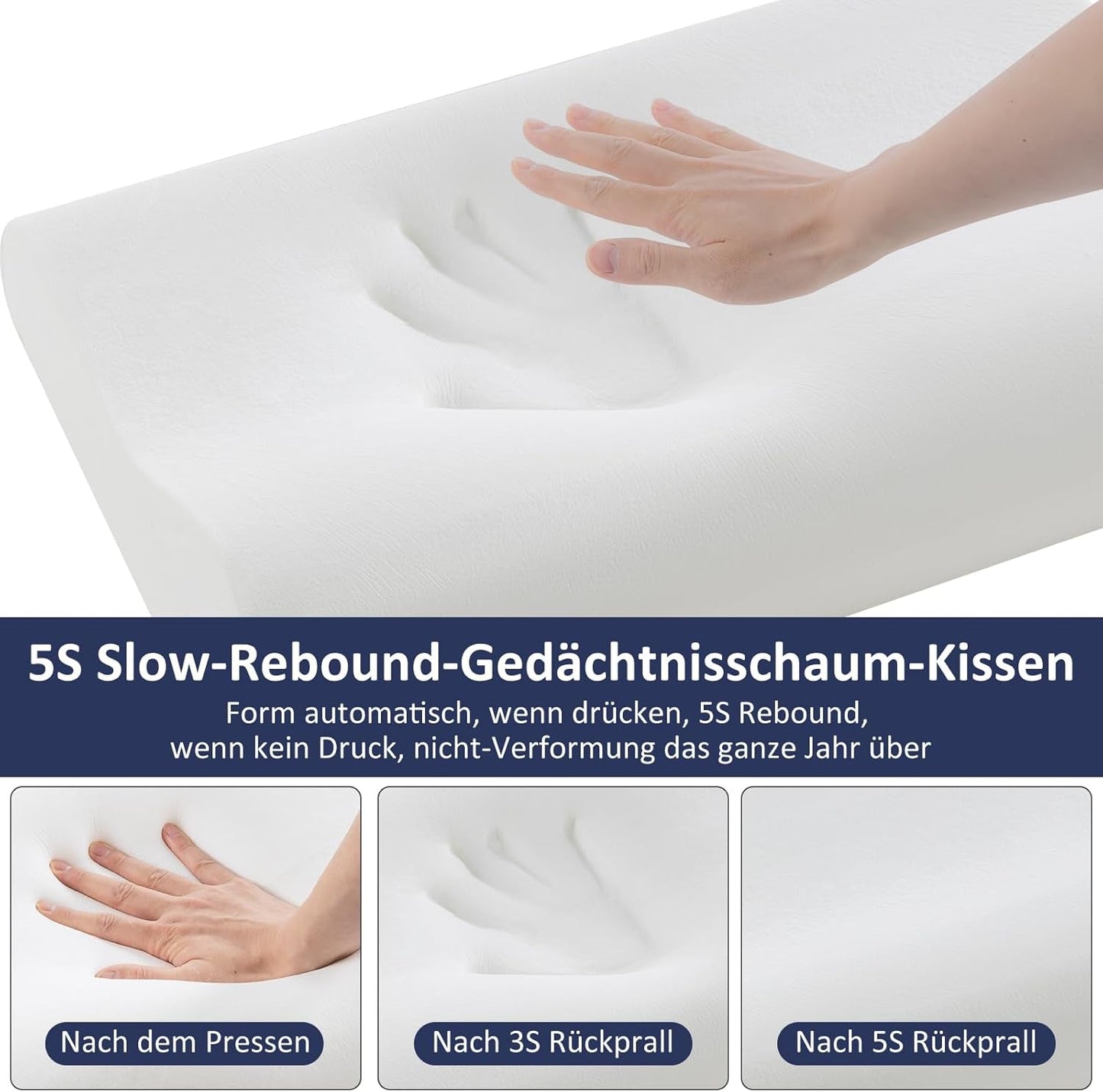 BedStory Memory Foam Kussen, in hoogte verstelbaar neksteunkussen, ergonomisch kussen, zijslaapkussen voor rug- en buikslapers (60x36x12/10cm)