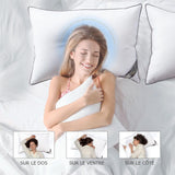 Bedstory-kussen, 50 x 70 cm, 2 stuks, bijtbestendig, zweetademend, hypoallergeen, vulling: 100% polyestervezel, ultracomfortabel en zacht comfort en uitstekende ondersteuning Naty Shop standaardkussens