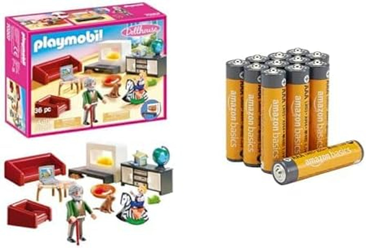 Amazon Basics 12-pack poppenhuiswoonkamer met lichteffect, vanaf 4 jaar en AAA-alkalinebatterijen, 10 jaar