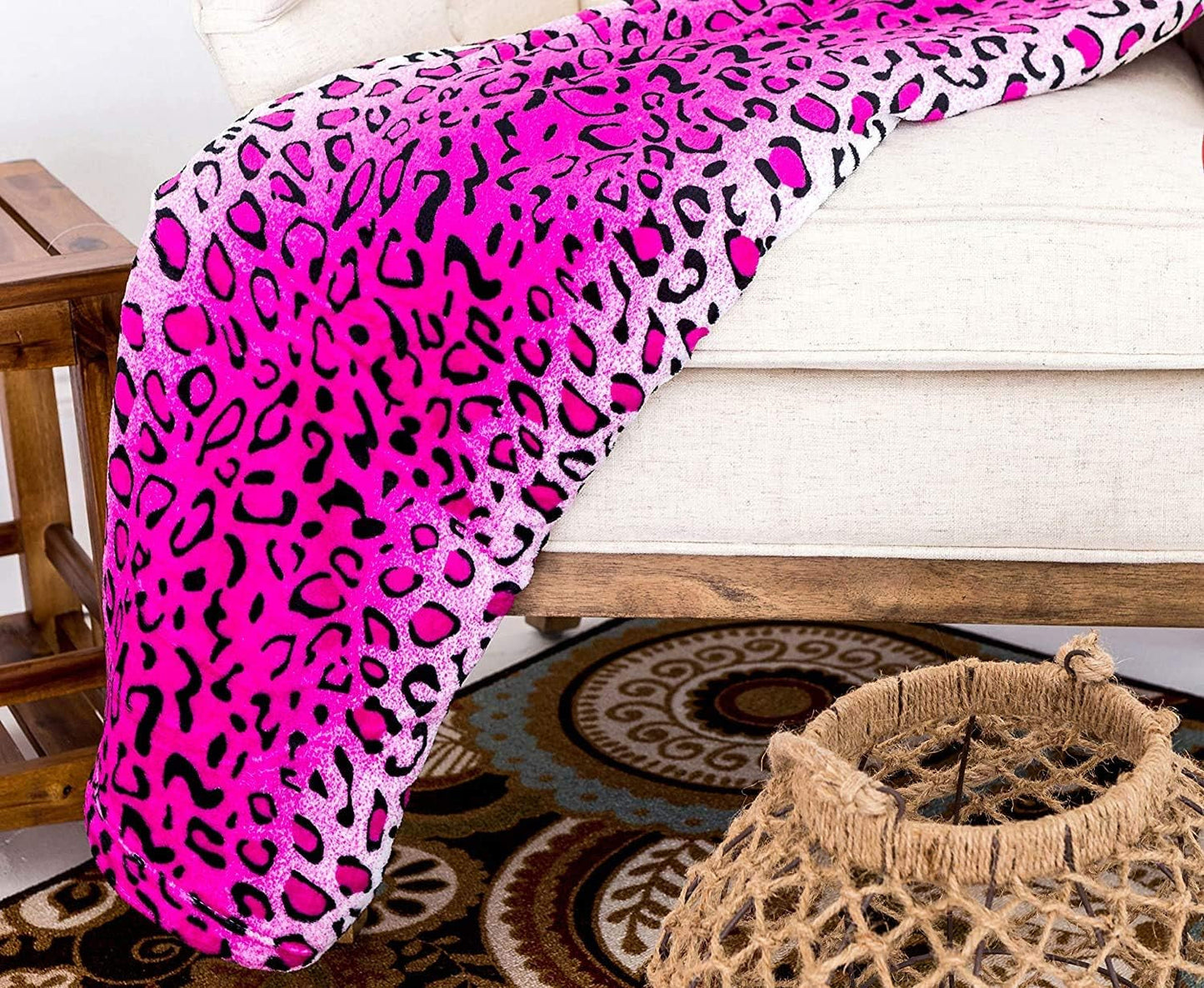 Home Must Haves Queen/King Zebra Giraffe Safari Dierenprint Het hele seizoen Superzacht Warm Bankkleed Deken Bedmaat Roze Polyester Roze Luipaard Quilts en quilts Naty Shop