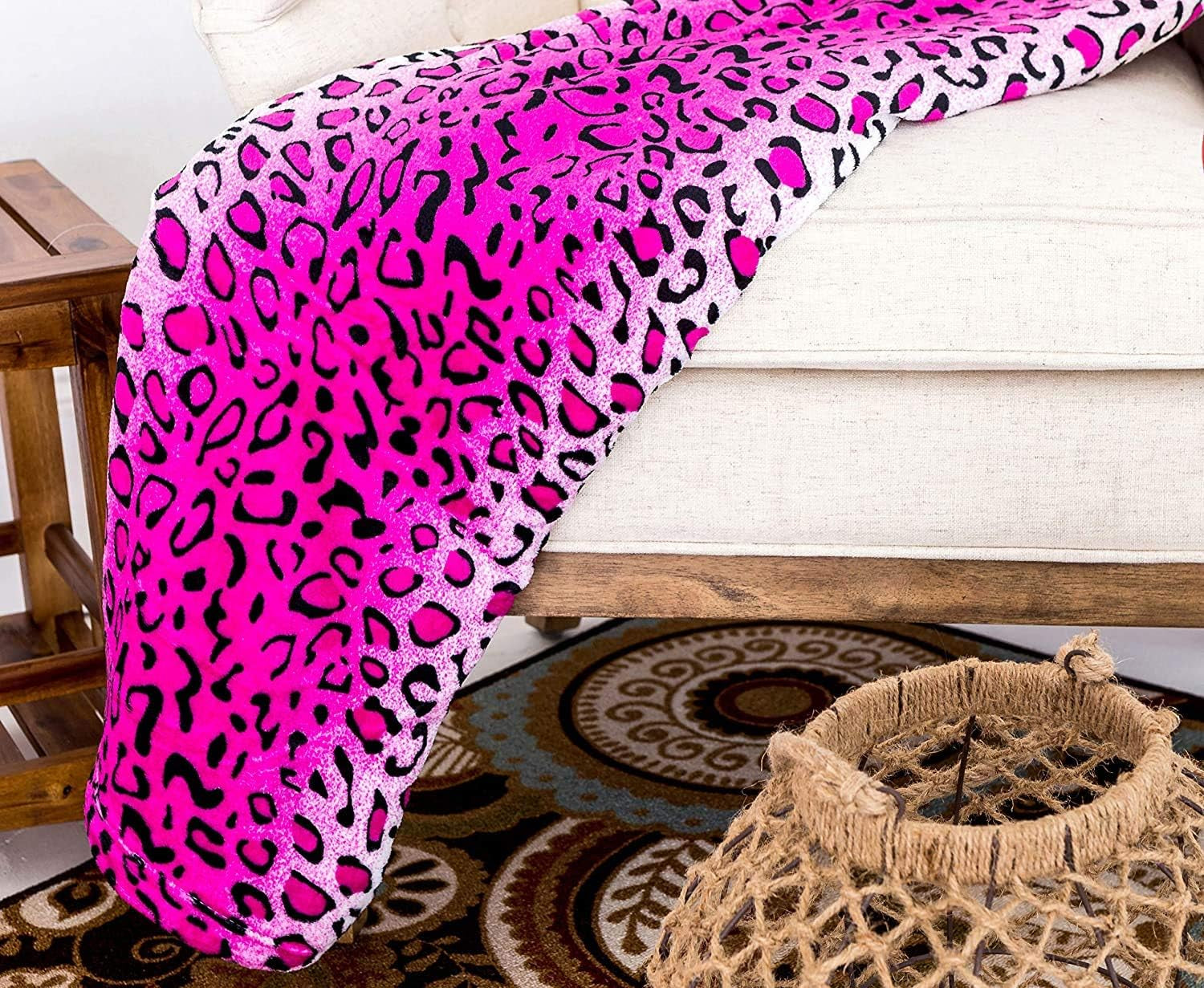 Home Must Haves Queen/King Zebra Giraffe Safari Dierenprint Het hele seizoen Superzacht Warm Bankkleed Deken Bedmaat Roze Polyester Roze Luipaard Quilts en quilts Naty Shop