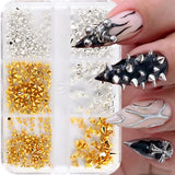 Mini Metall Nieten Punk Nail Charms Goud Zilver Strasssteine ​​Nägel Charm Kegel Spikes Nagelschmuck Glitzersteine ​​Nail Art Studs Nagel Steine ​​Legierung Nagelanhänger Rhinestones Nageldesign Zubehör