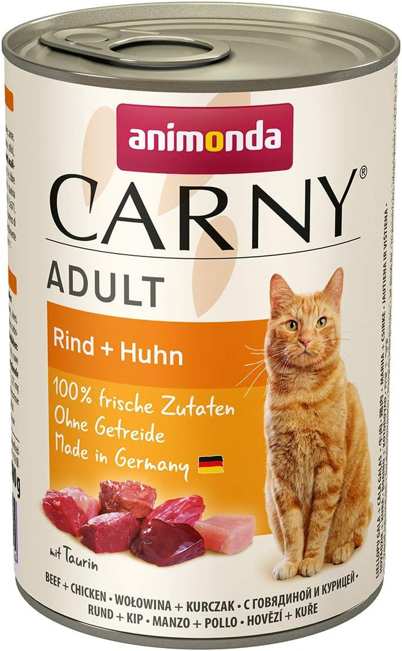 animonda Carny Adult Savory Variety (12 x 400 g), natvoer voor volwassen katten, natvoer met 100% verse vleesingrediënten, graanvrij en suikervrij