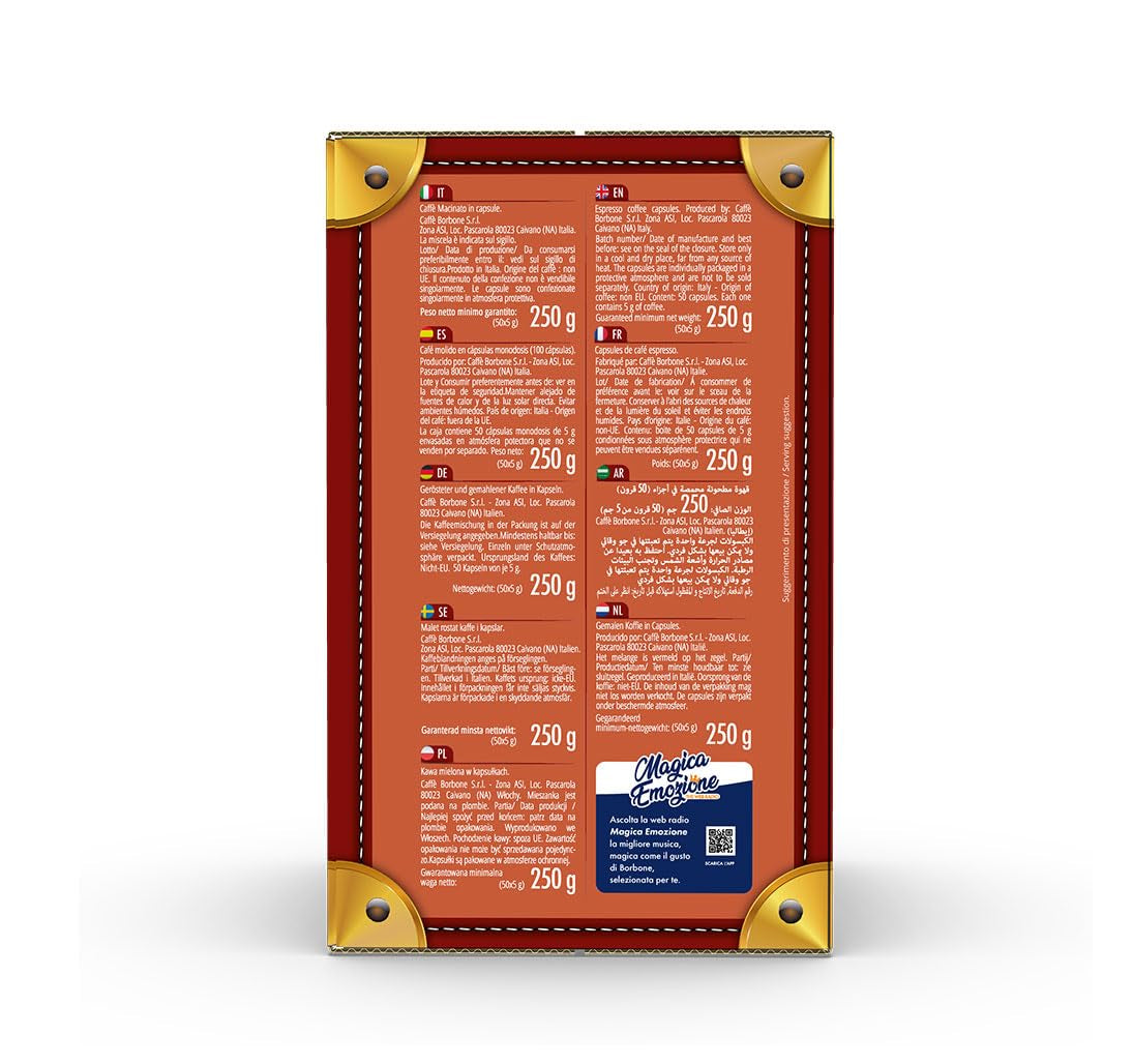 Caffè Borbone Respresso, licht koffiemengsel, 50% Weniger Kaffein als die Blue Mischung - 50 Kapseln - Compatibel met Nespresso®* Haushalts-Espressomaschinen