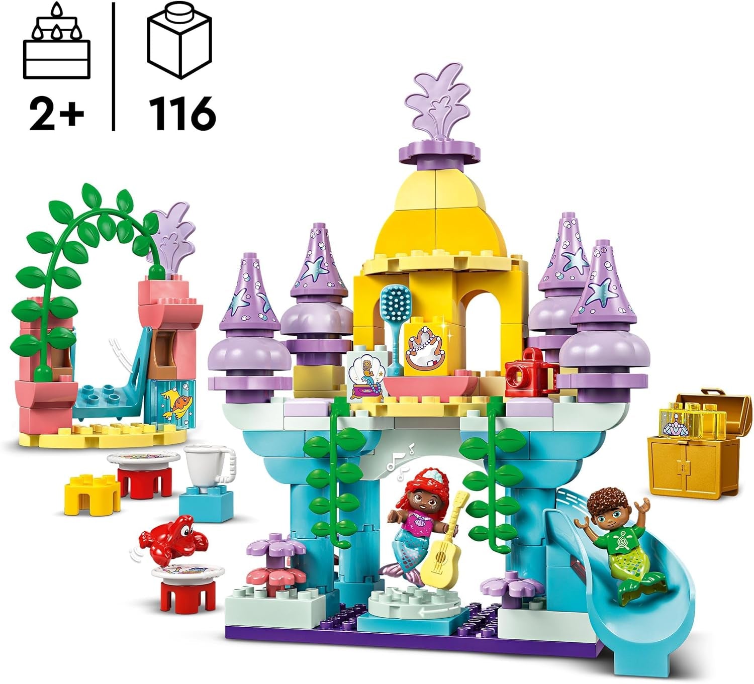 LEGO DUPLO | Disney Ariël's magische onderwaterpaleis, educatief speelgoed voor Ariël de zeemeermin, onderwaterkasteel voor kinderen vanaf 2 jaar 10435 Bouwsets Besuche den LEGO-Store