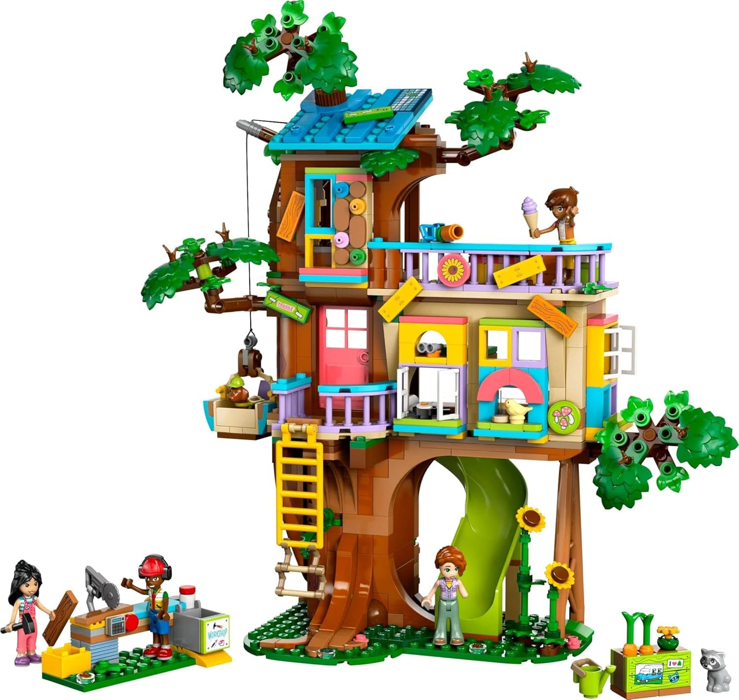 LEGO Friends Boomhut bouw- en speelrollenspelset Speelgoedhuis voor meisjes, 8 jaar oud Set met 4 minifiguren en 2 dierenfiguren Cadeau-idee voor kinderen 42652 Bouwsets Besuche in LEGO-Store