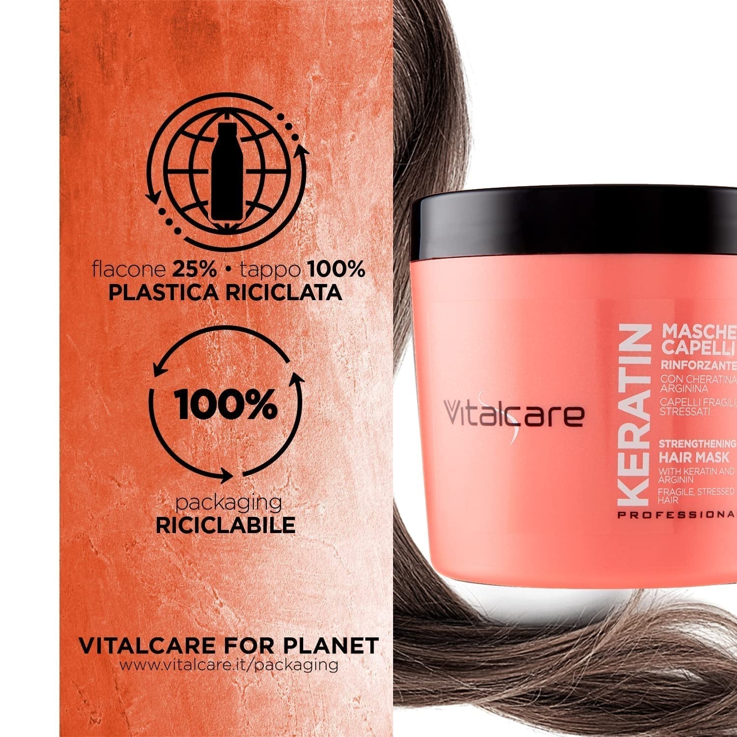 | Keratine - Versterkend haarmasker voor broos en beschadigd haar met keratine en arginine voor sterker en zachter haar 4 x 500 ml Naty Shop Haarmasker