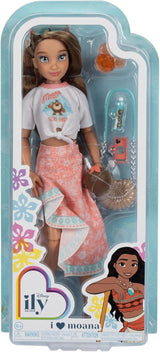 Vaiana-pop met accessoires, 29 cm, 13 scharnierpunten, officieel gelicentieerd door Jakks Pacific. Compleet met combineerbare accessoires en een sprankelende Mickey-ring!
