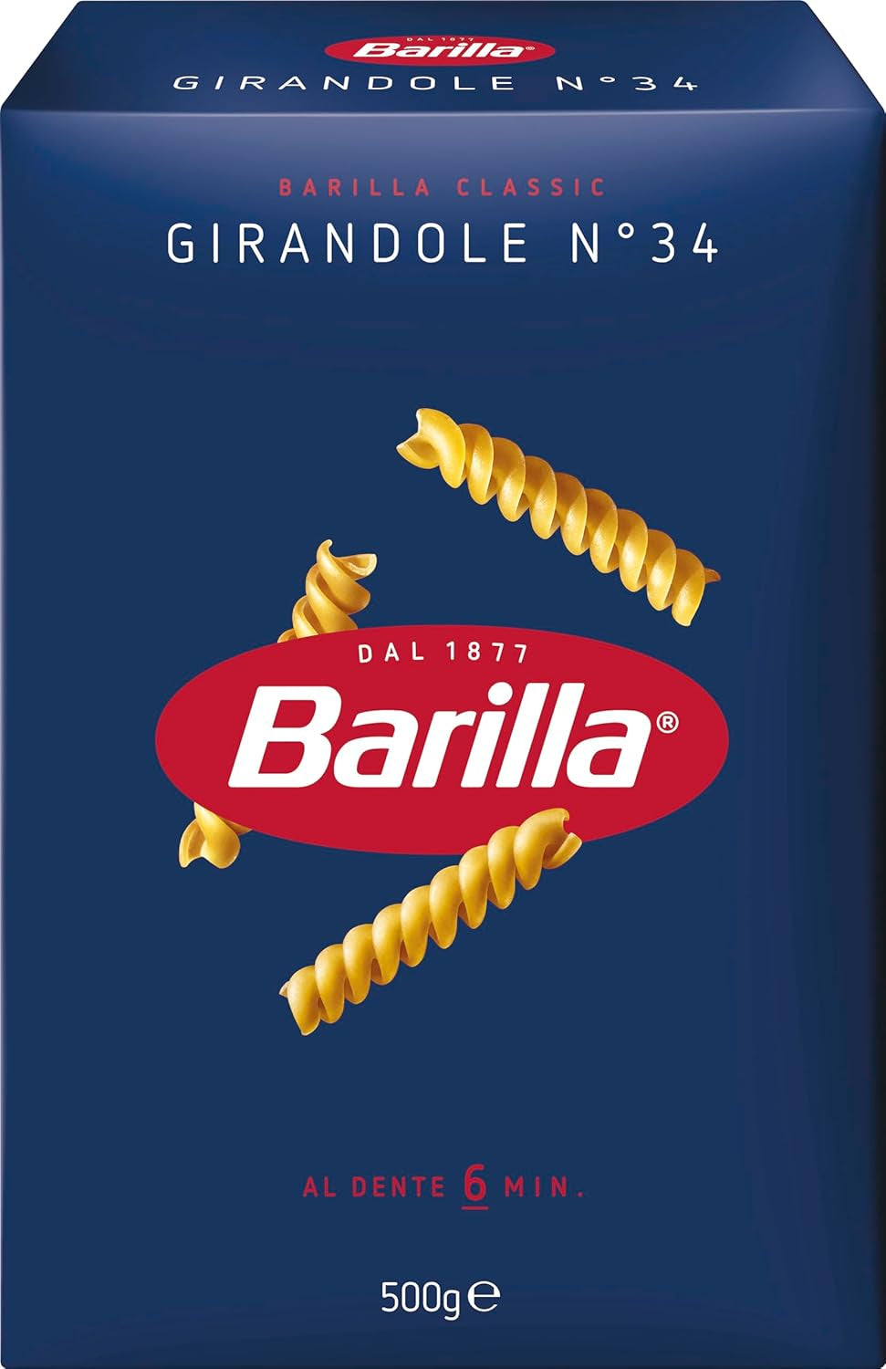 Pasta Barilla Classic Girandole nr. 34, gemaakt van hoge kwaliteit durumtarwe, altijd beetgaar (1 x 500 g)