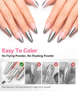 BISHENGYF Silver Chrome Nail Powder – Metal Holo Chromfarbener Nagelpuder, 1G Cromepulver Nägel Glitzer Glänzende Silver Nagelpulver Spiegeleffekt Pigment Nagelkunst, DIY-Design-Dekor Frauen Gift