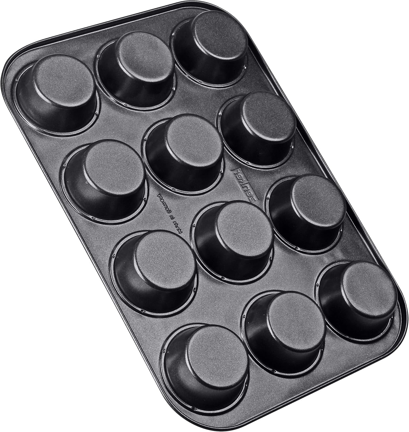 Zenker 12 muffins, diameter Ø 7 cm CREME NOIR, Bakplaat voor muffins met antiaanbaklaag versterkt met keramiek Vormen en bakplaten Naty Shop