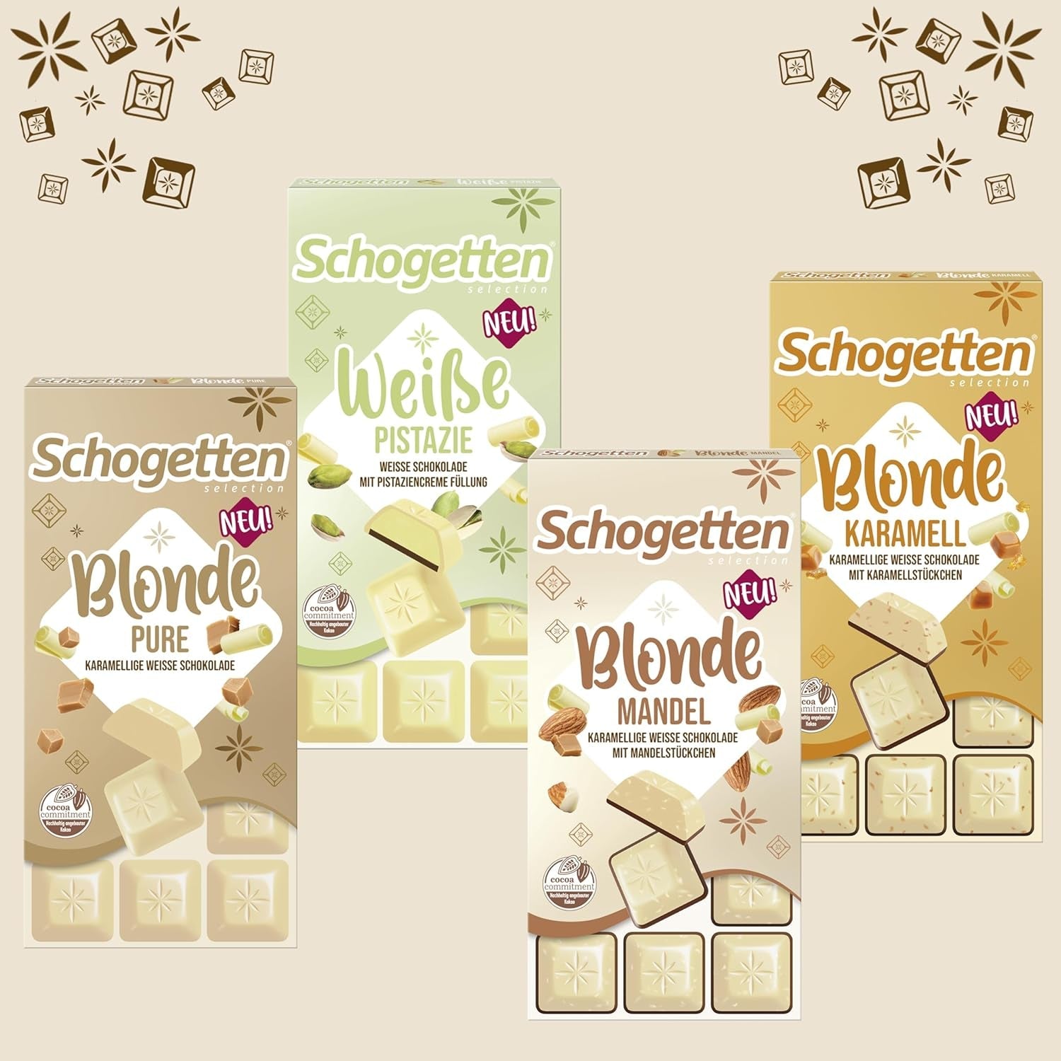 Schogenten Blond Puur I witte chocolade met karamel I 100 g I individueel geportioneerd (pak van 2)