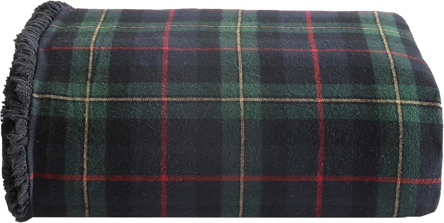 Eddie Bauer Deken, Katoenflanel, Woondecoratie, Omkeerbaar, Sherpa Beddengoed, Grenen Plaid, Gooi Quilts en Quilts Naty Shop Pine Tartan, Rood/Groen/Antraciet Plaid