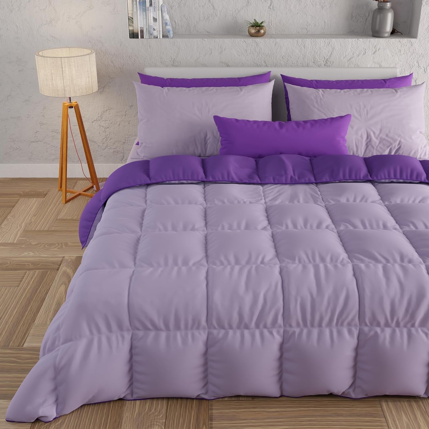 PETTI Artigiani Italiani - Winterdekbed voor tweepersoonsbed, maxi, monochroom, dubbelzijdig, wit, grijs, 100% Made in Italy Dekbedden en dekbedden Naty Shop Plum Bedmaat 170-180X200: [Quilt 260 X 270 Cm]