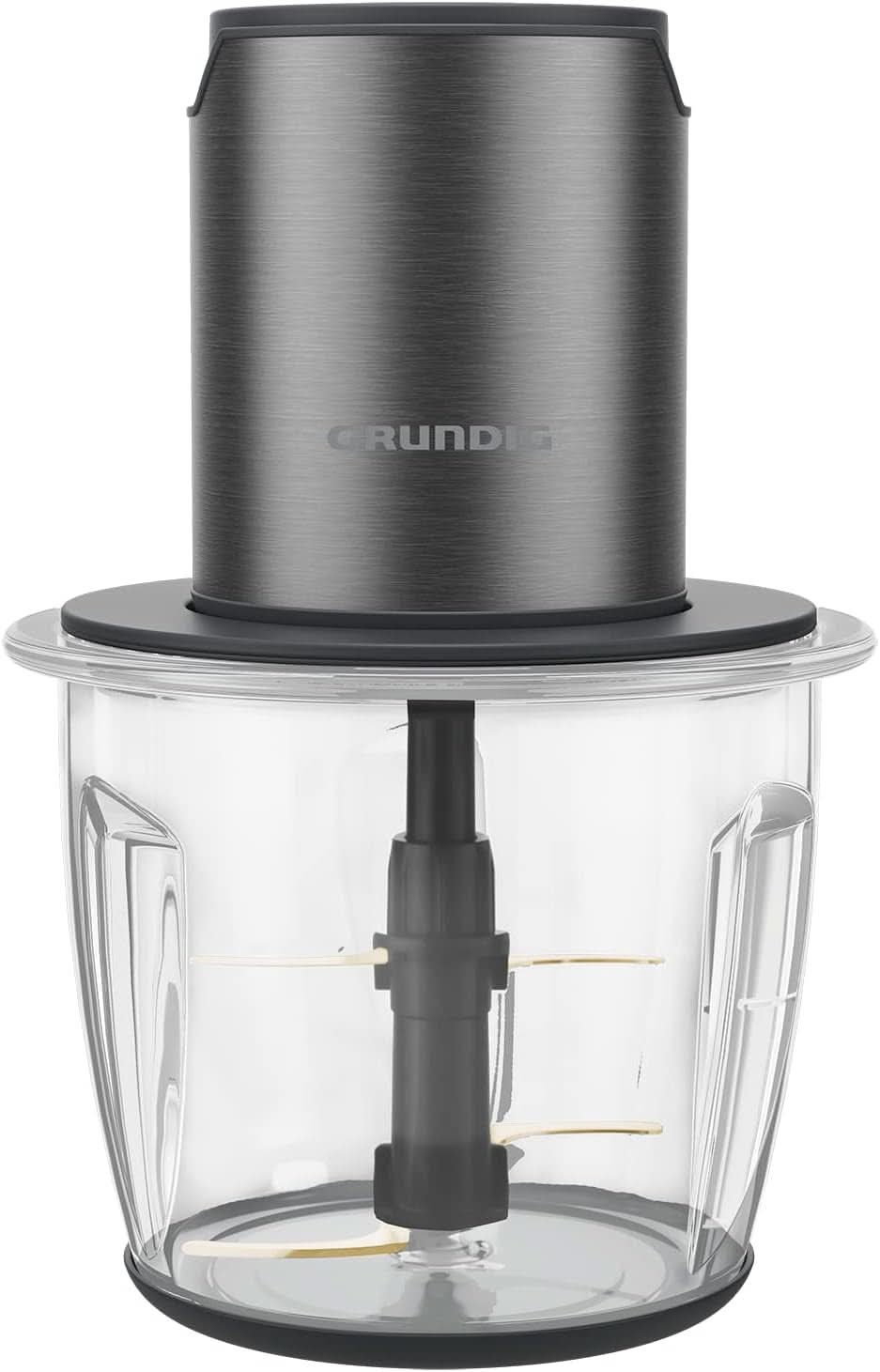 Grundig Delisia Novus CH 7140 Professioneller Multi-Zerkleinerer, 500 Watt, 4 Edelstahlmesser Mit Zirkonium-Beschichtung, 1L Glasbehälter, 2 Stufen, Anti-Slip-Unterlage, Donker Inox/Schwarz Keuken Naty Shop