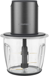 Grundig Delisia Novus CH 7140 Professioneller Multi-Zerkleinerer, 500 Watt, 4 Edelstahlmesser Mit Zirkonium-Beschichtung, 1L Glasbehälter, 2 Stufen, Anti-Slip-Unterlage, Donker Inox/Schwarz Keuken Naty Shop