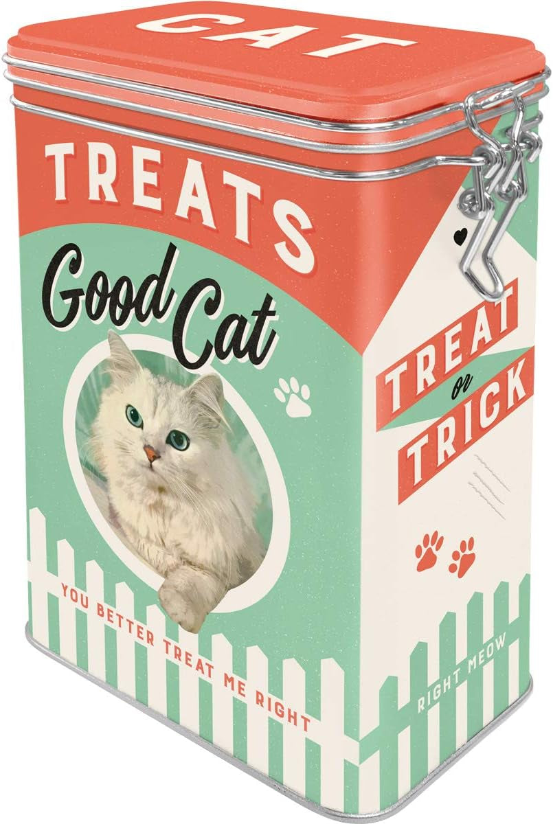 Nostalgic-Art Retro smaakdoos 1,3L Good Cat Treats - cadeau-idee voor kattenbezitters in vintage design Voedselbewaardozen Naty Shop Standaard titel