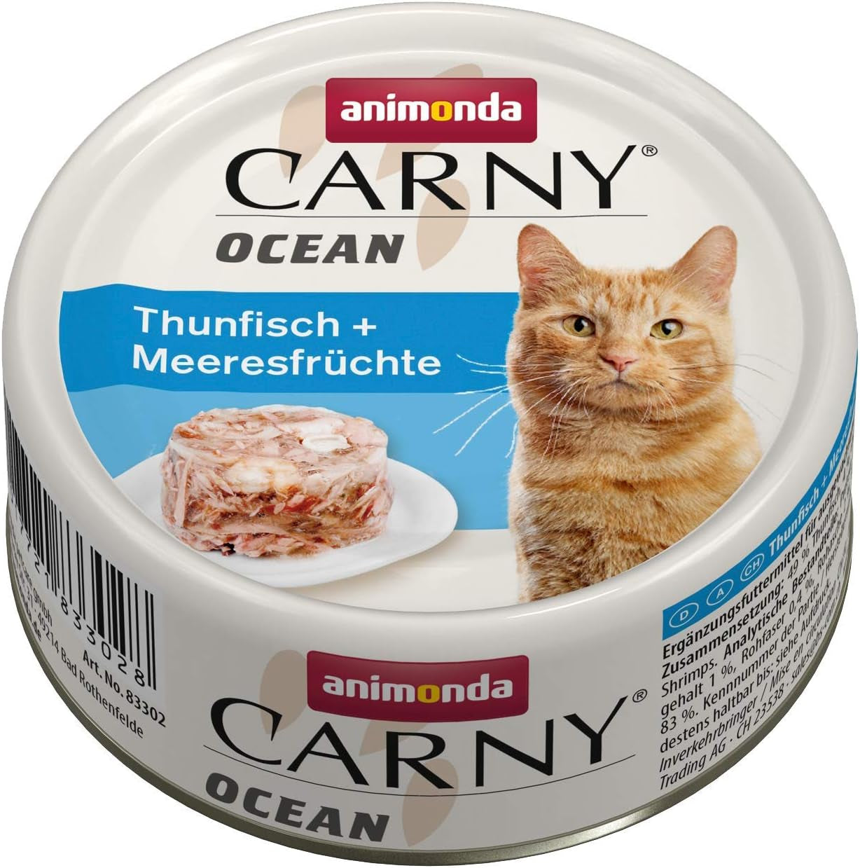 animonda Carny Ocean Thunfisch + Meeresfrüchte (12 x 80g), Katzenfutter nass für ausgewachsene Katzen, met zartem Fischfilet, ohne Getreide ohne Zucker